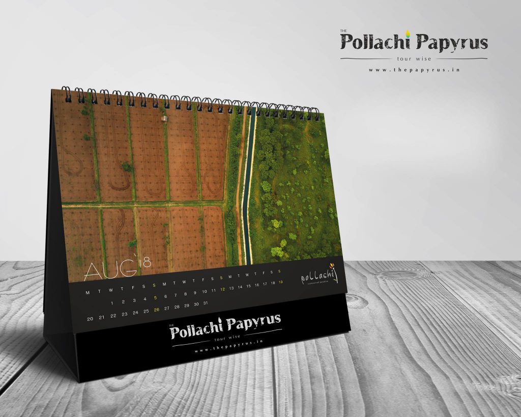 Pollachi Desktop Calendars, yearly calendars, calendar 2018, pollachi, pollachi papyrus, drone photography, drone, aerial photography, landscape, coconut farms, valparai, anamalais, anamalai tiger reserve, sethumadai, aliyar, topslip, chinnar, thirumoorthy dam, kayak, canoe, camp splendour