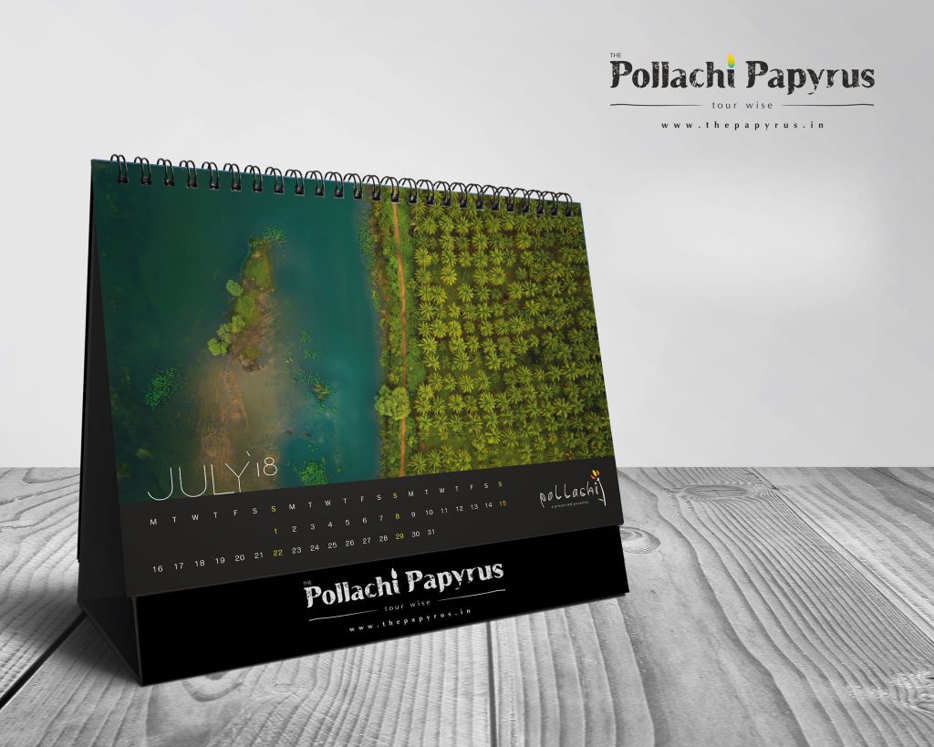 Pollachi Desktop Calendars, yearly calendars, calendar 2018, pollachi, pollachi papyrus, drone photography, drone, aerial photography, landscape, coconut farms, valparai, anamalais, anamalai tiger reserve, sethumadai, aliyar, topslip, chinnar, thirumoorthy dam, kayak, canoe, camp splendour