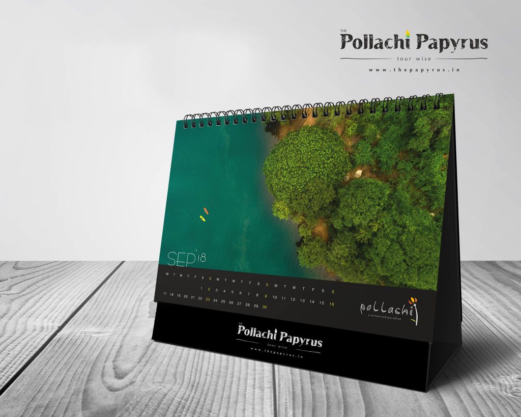 Pollachi Desktop Calendars, yearly calendars, calendar 2018, pollachi, pollachi papyrus, drone photography, drone, aerial photography, landscape, coconut farms, valparai, anamalais, anamalai tiger reserve, sethumadai, aliyar, topslip, chinnar, thirumoorthy dam, kayak, canoe, camp splendour