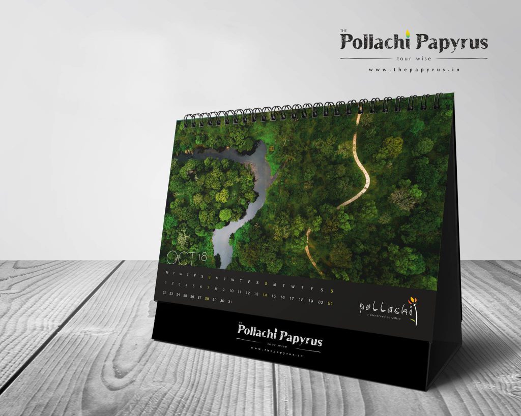 Pollachi Desktop Calendars, yearly calendars, calendar 2018, pollachi, pollachi papyrus, drone photography, drone, aerial photography, landscape, coconut farms, valparai, anamalais, anamalai tiger reserve, sethumadai, aliyar, topslip, chinnar, thirumoorthy dam, kayak, canoe, camp splendour