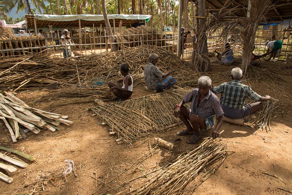 arthanaaripalayam, pollachi, fencing, bamboo weaving, bamboo, village tour, bamboo fence making, pollachi papyrus, thadam experiences, people of pollachi